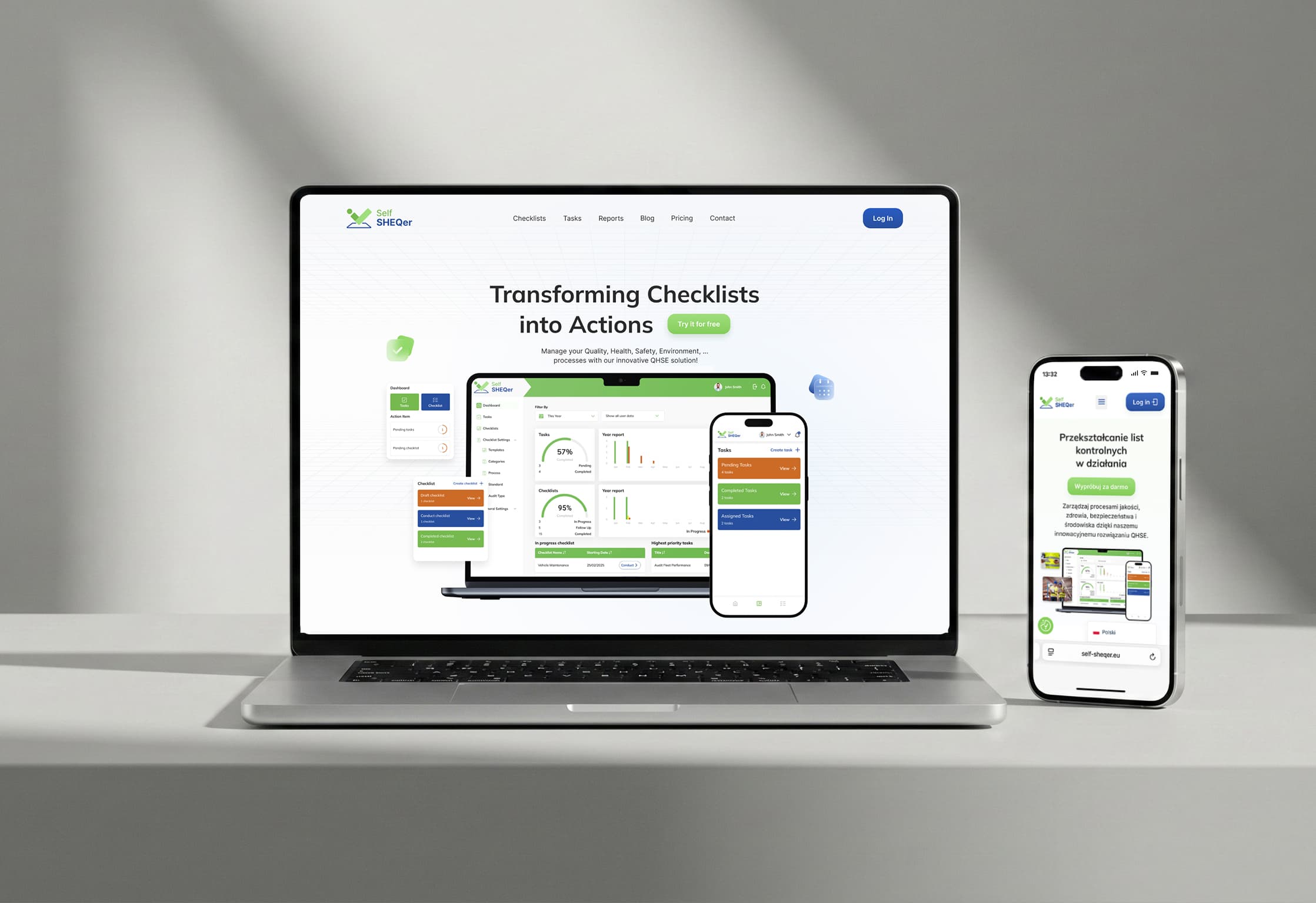 Projekt UX/UI i wdrożenie strony internetowej dla platformy SaaS Self SHEQer