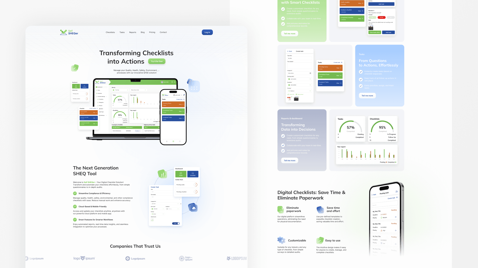 Projekt UX/UI i wdrożenie strony internetowej dla platformy SaaS Self SHEQer