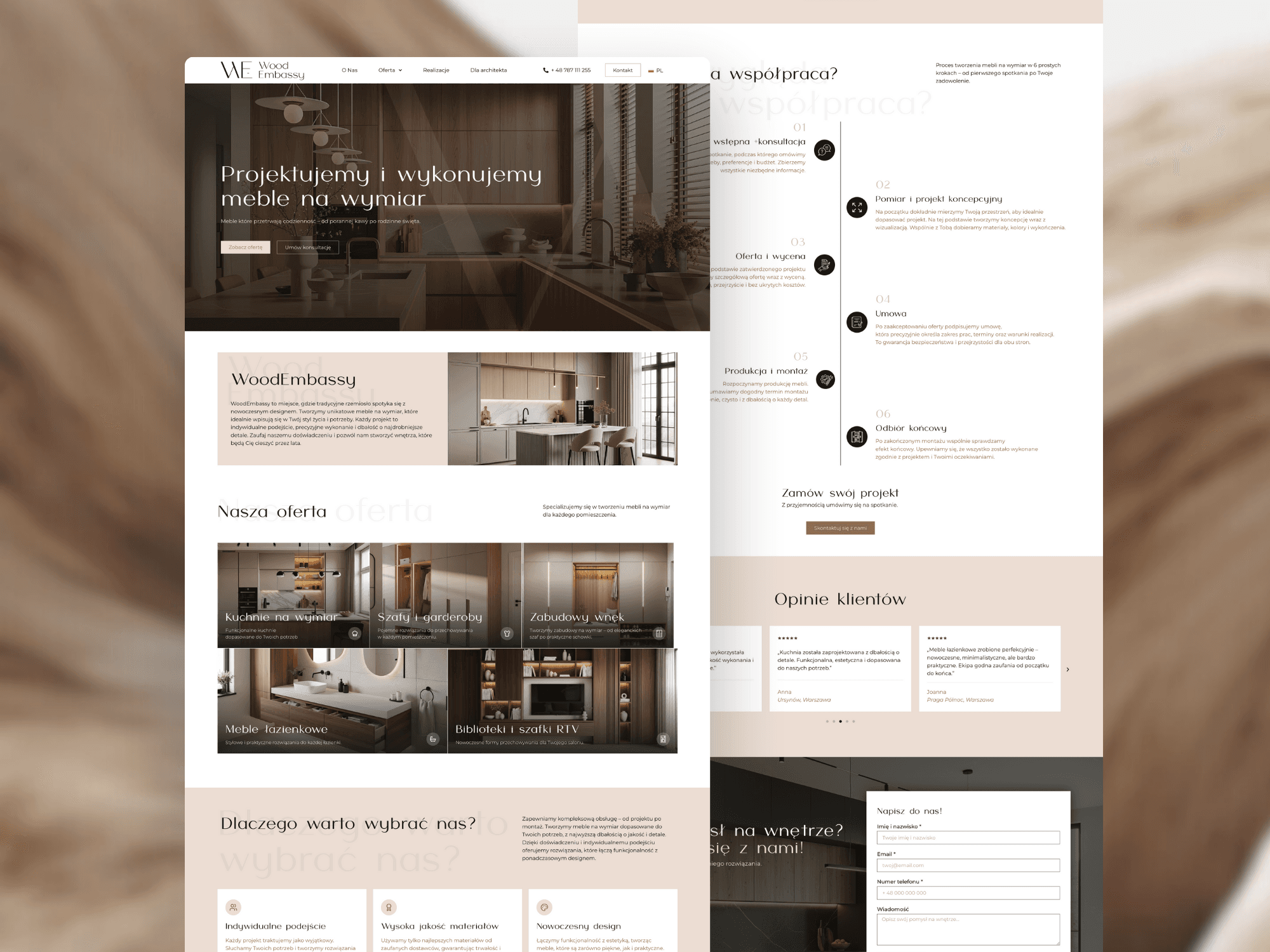Strona internetowa dla Wood Embassy – meble na wymiar